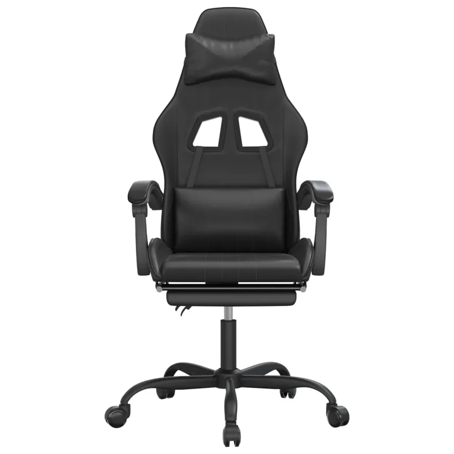 Chaise de jeu pivotante avec repose-pied Noir Similicuir - 3