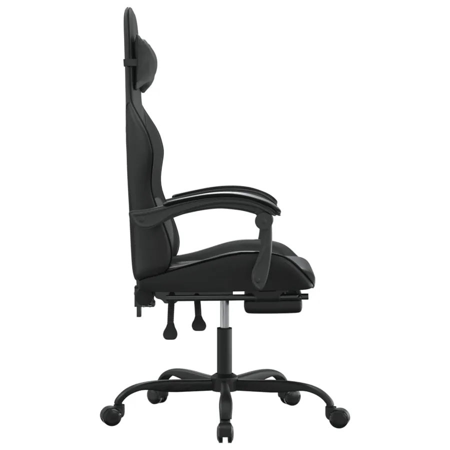 Chaise de jeu pivotante avec repose-pied Noir Similicuir - 4