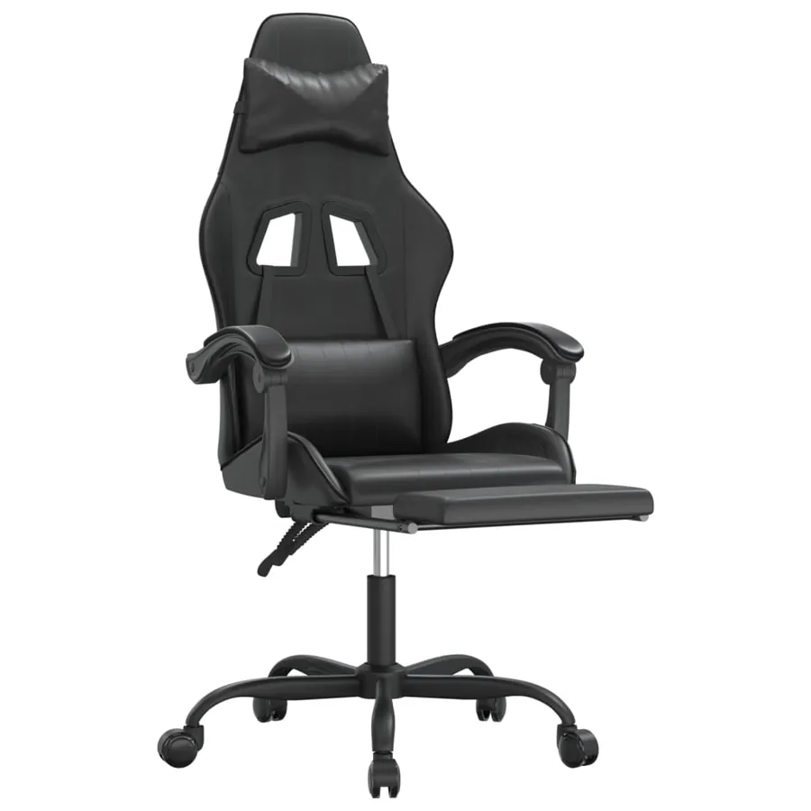 Chaise de jeu pivotante avec repose-pied Noir Similicuir - 6