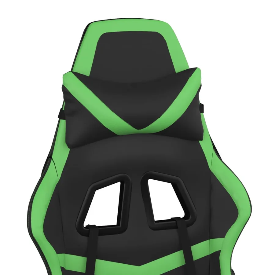 Chaise de jeu avec repose-pied Noir et vert Similicuir - 10