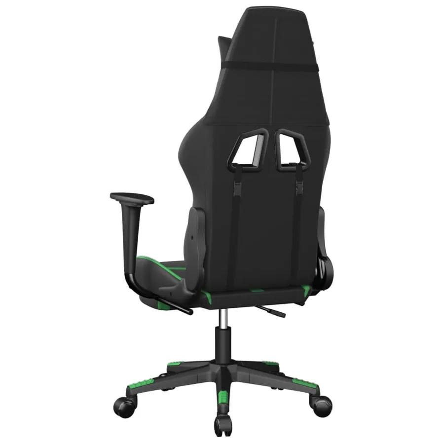 Chaise de jeu avec repose-pied Noir et vert Similicuir - 5