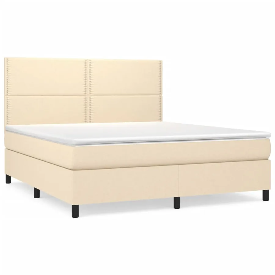 Sommier à lattes de lit avec matelas Crème 180x200 cm Tissu - 2