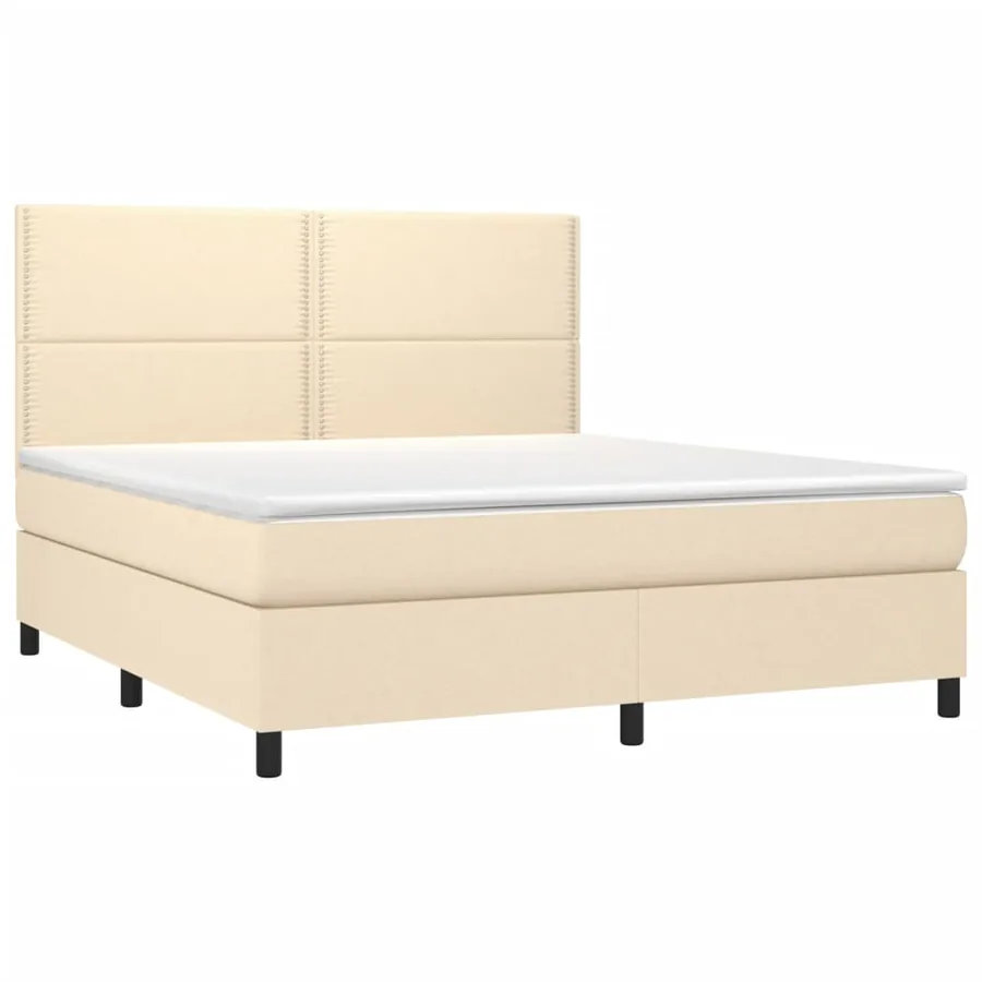 Sommier à lattes de lit avec matelas Crème 180x200 cm Tissu - 3