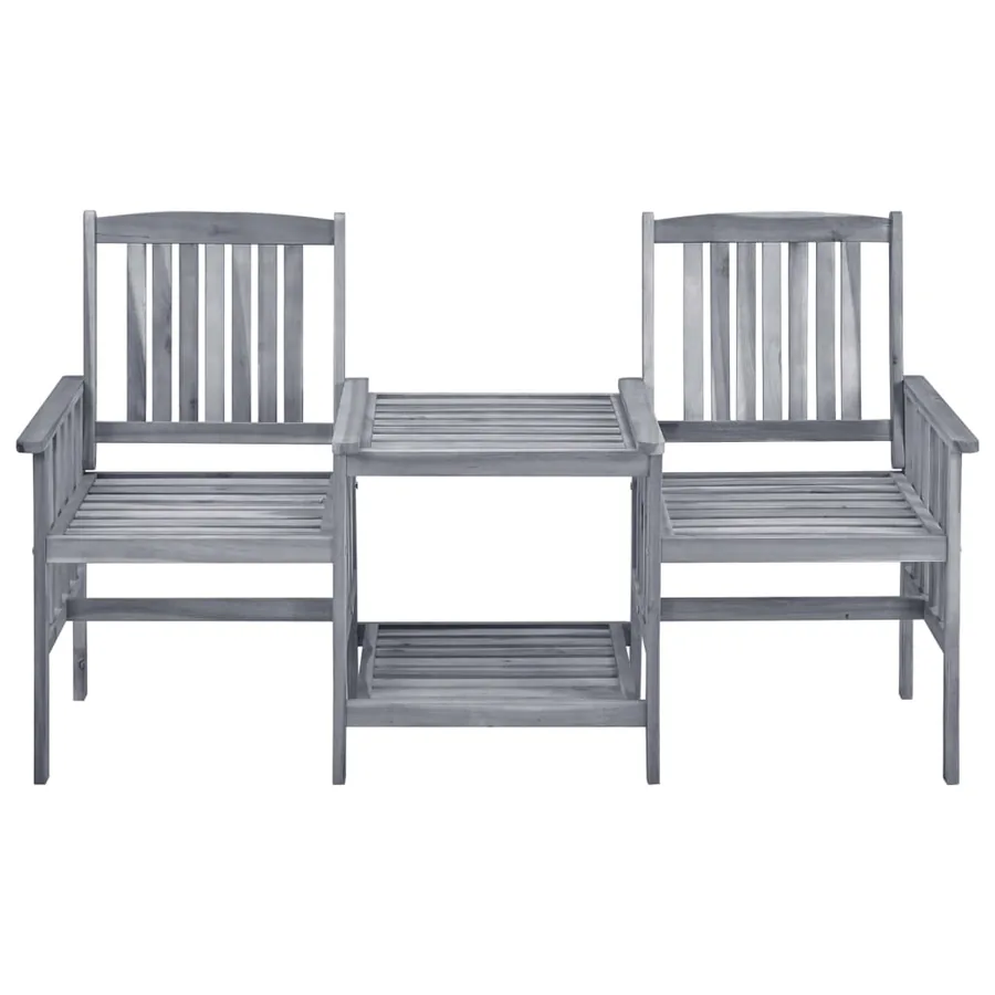 Chaises de jardin avec table à thé et coussins Acacia solide - 4