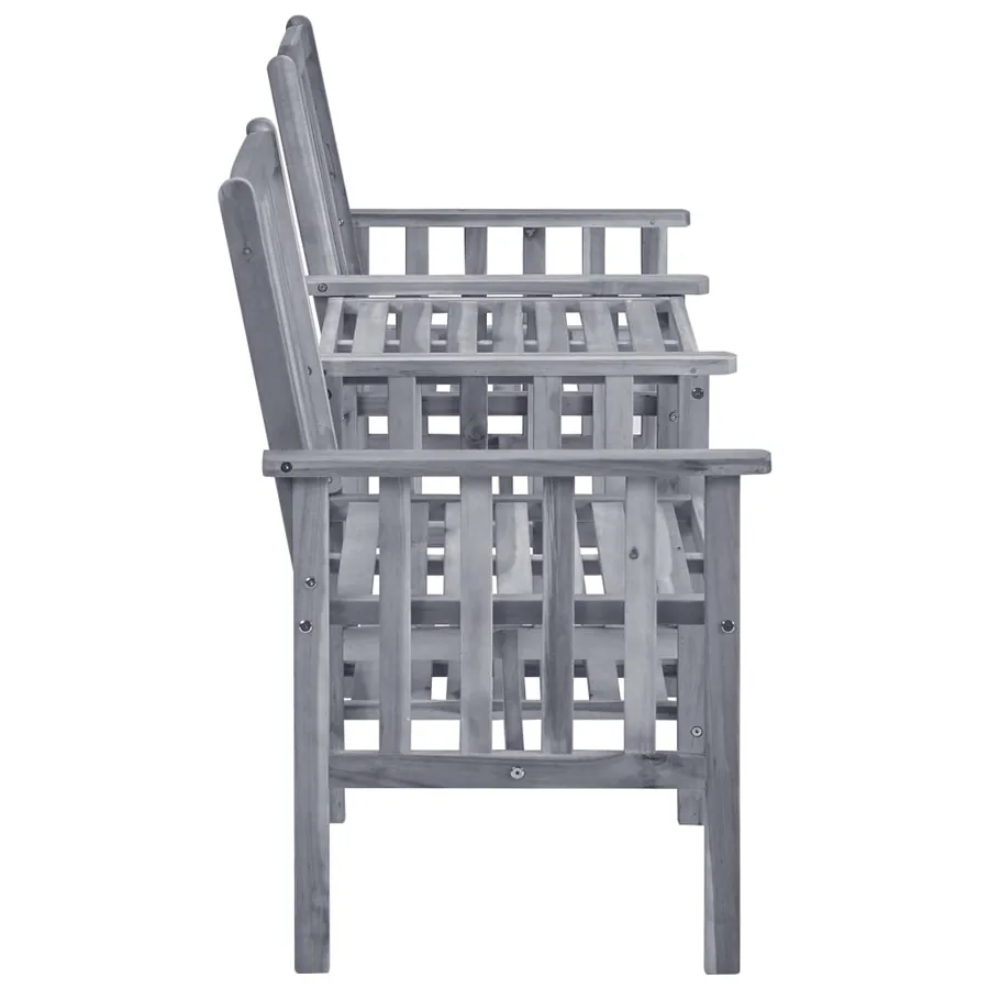Chaises de jardin avec table à thé et coussins Acacia solide - 5