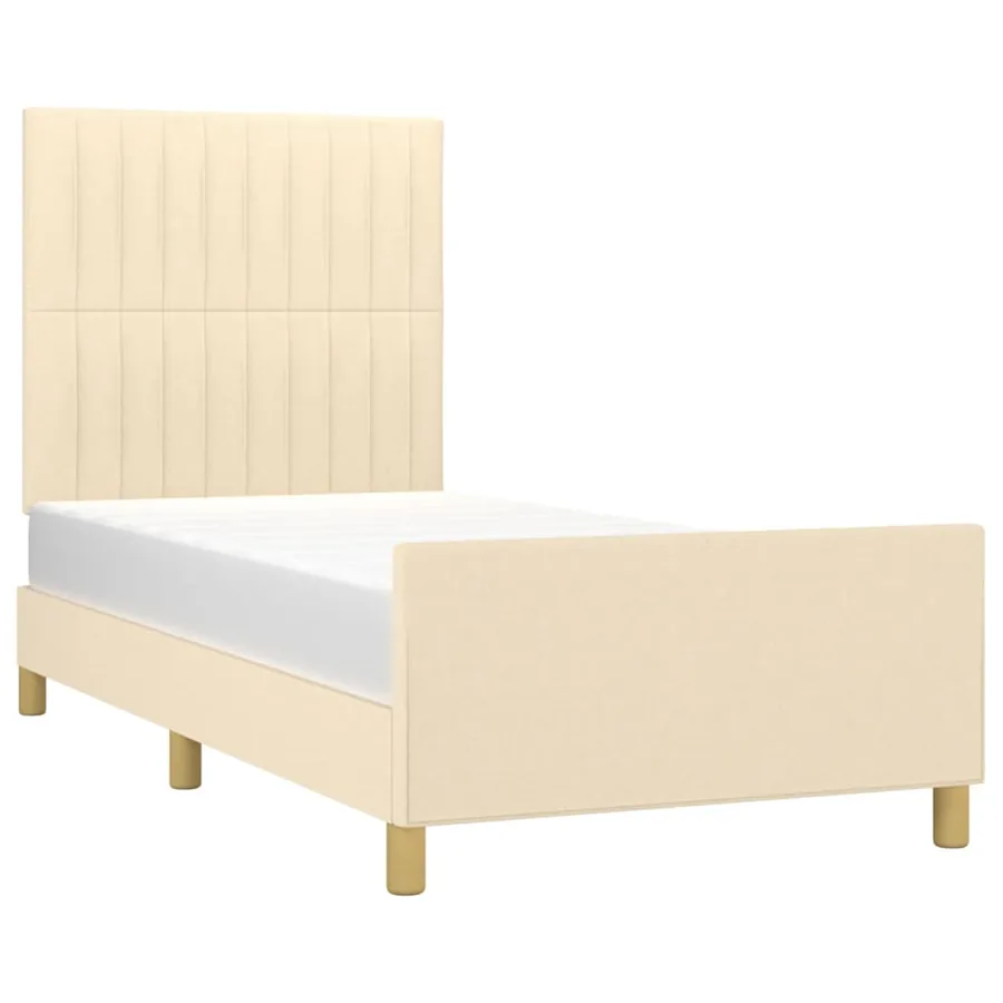 Cadre de lit sans matelas crème 80x200 cm tissu - 3