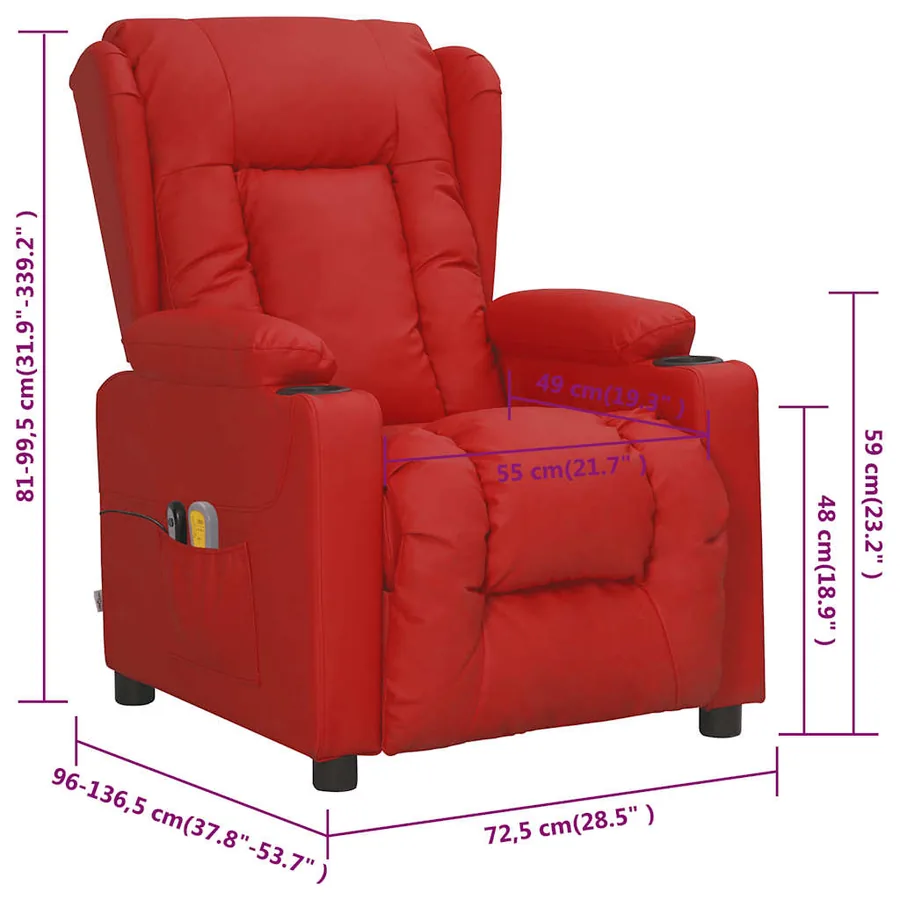 Fauteuil de massage électrique Rouge bordeaux Similicuir - 13