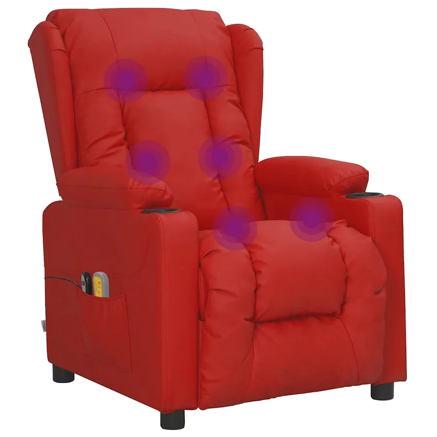 Fauteuil de massage électrique Rouge bordeaux Similicuir - 8