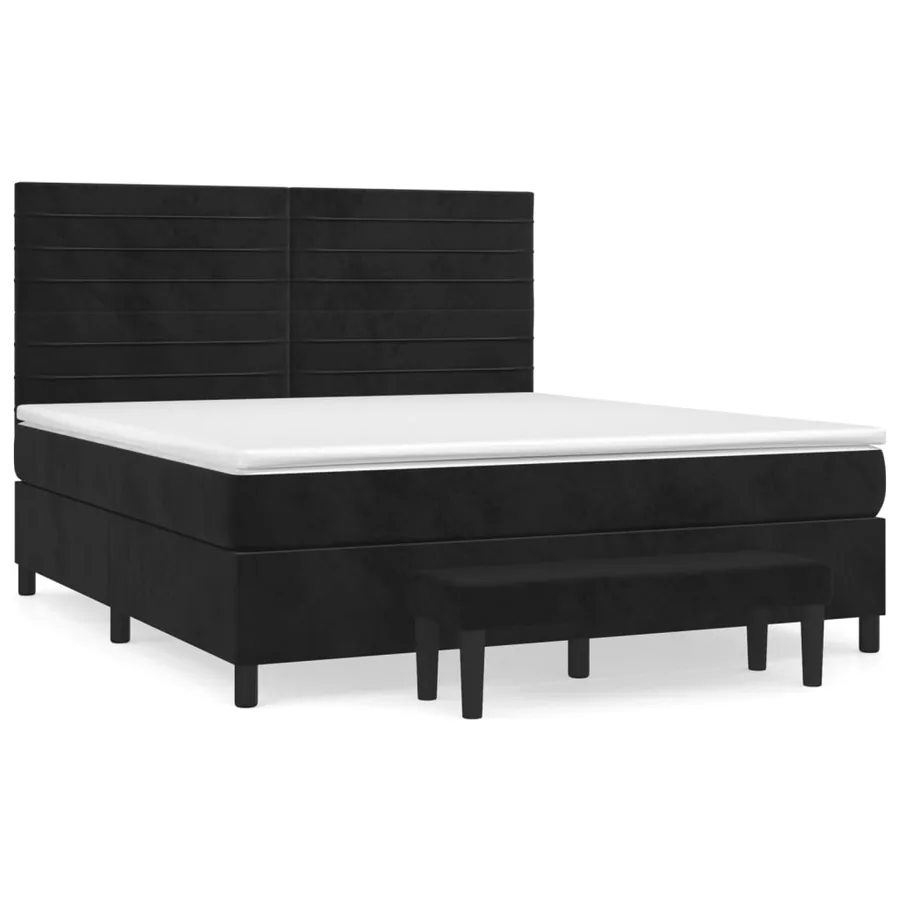 Sommier à lattes de lit avec matelas Noir 180x200 cm Velours - 2