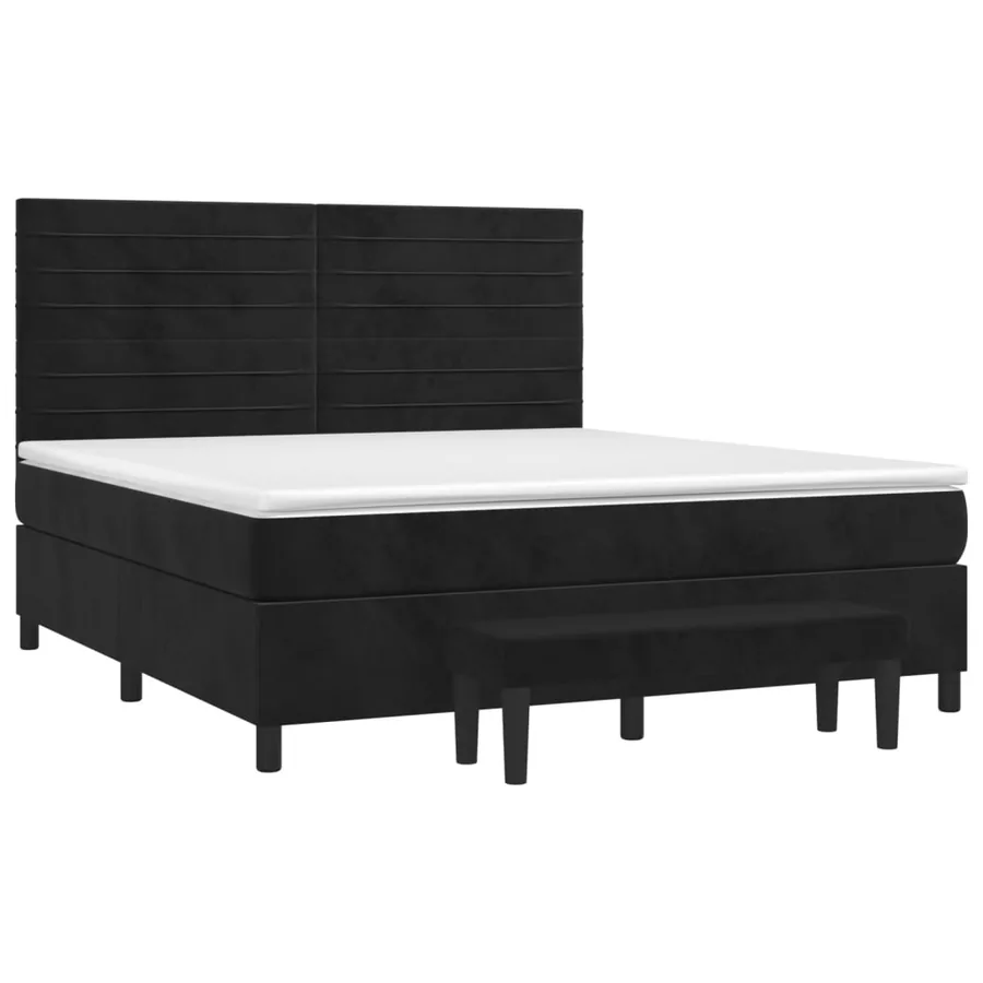 Sommier à lattes de lit avec matelas Noir 180x200 cm Velours - 3