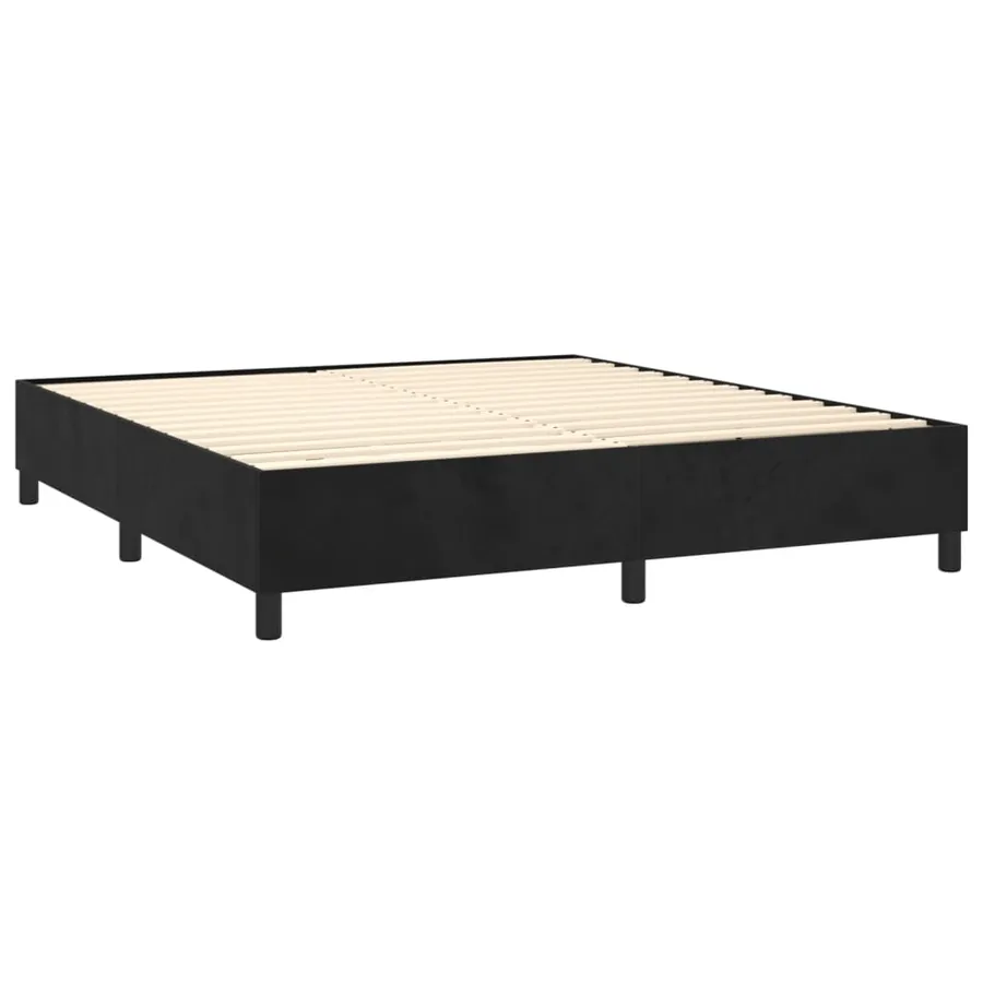 Sommier à lattes de lit avec matelas Noir 180x200 cm Velours - 4