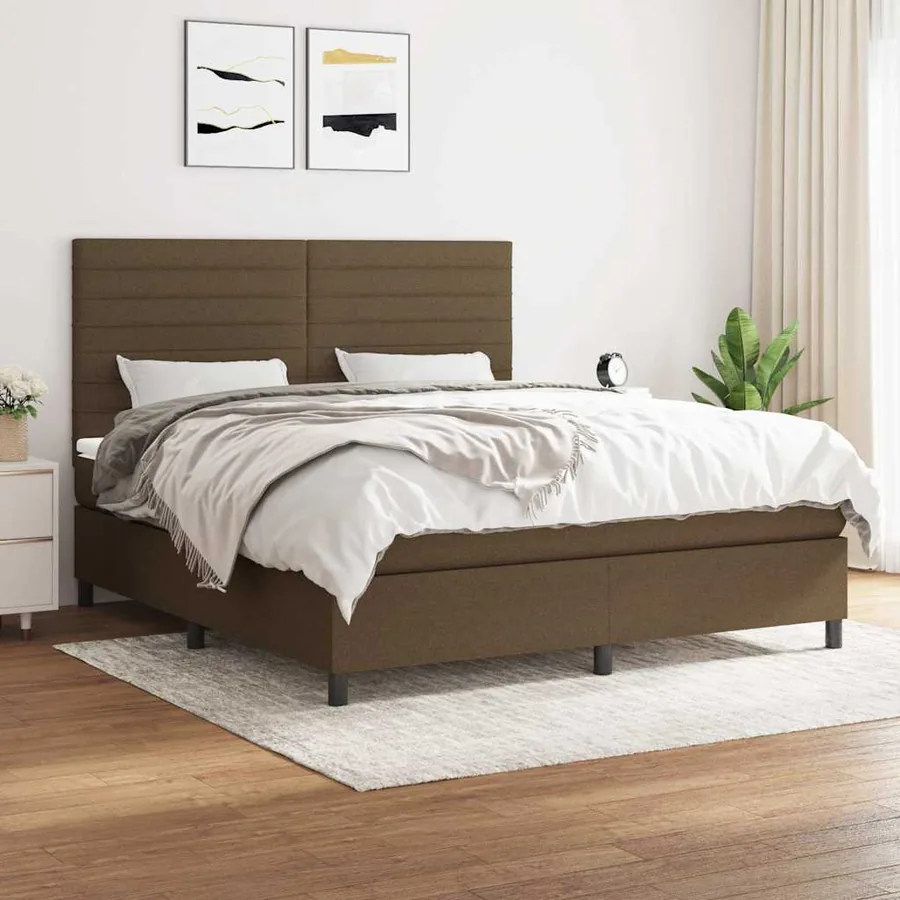 Sommier à lattes de lit avec matelas Marron foncé 180x200 cm