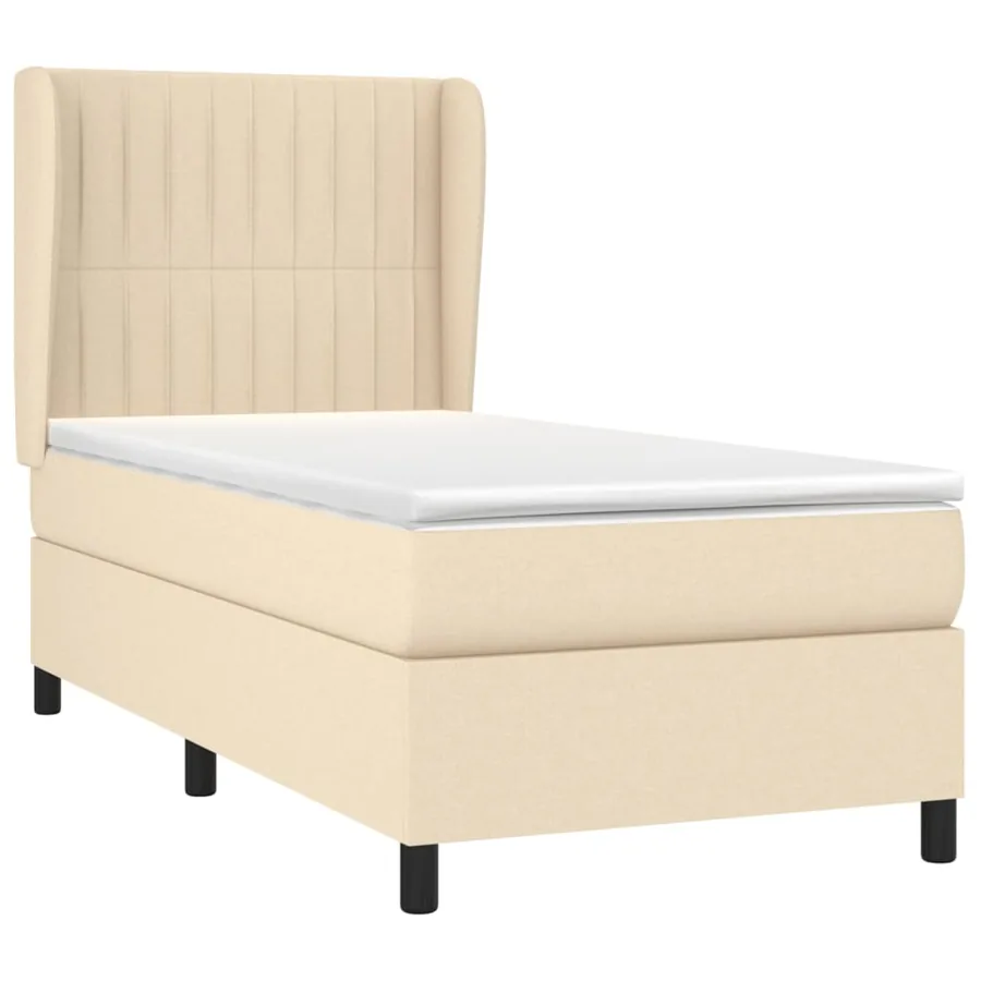 Sommier à lattes de lit avec matelas Crème 80x200 cm Tissu - 3