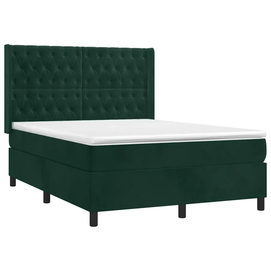 Sommier à lattes de lit matelas et LED Vert foncé 140x190 cm - 4
