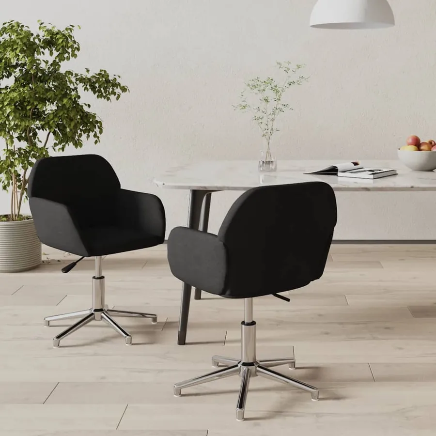 Chaises pivotantes à manger lot de 2 Noir Tissu