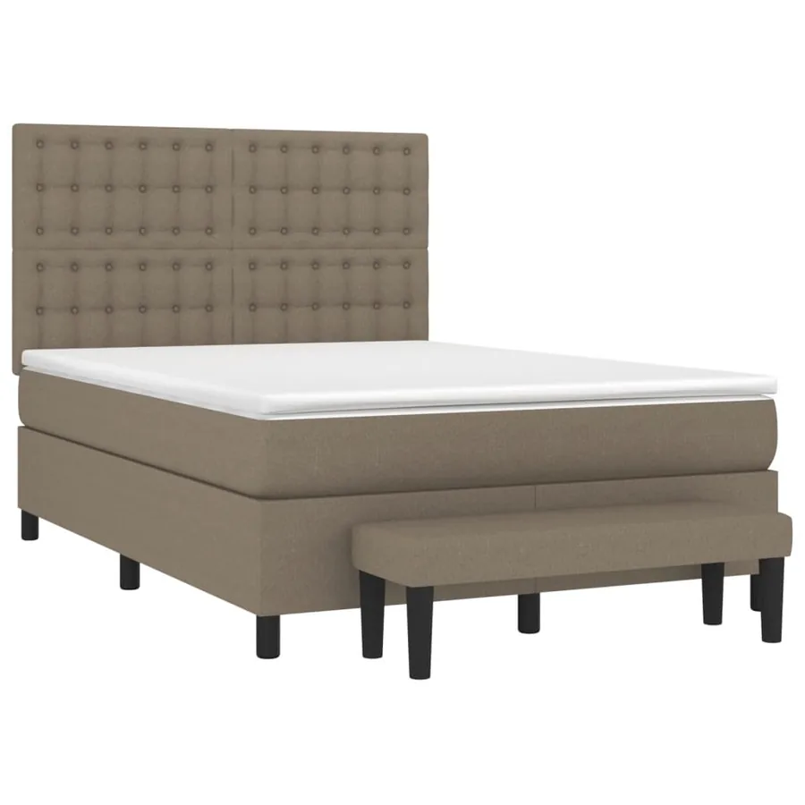 Sommier à lattes de lit avec matelas Taupe 140x200 cm Tissu - 3