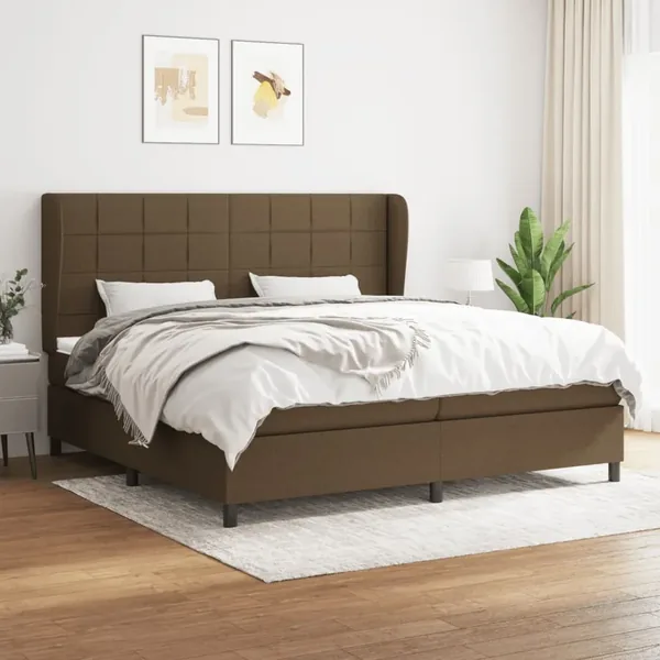 Sommier à lattes de lit avec matelas Marron foncé 200x200 cm