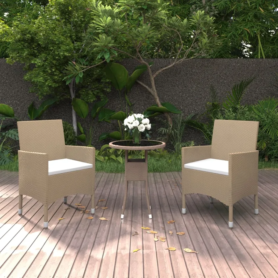 Ensemble à manger de jardin 3 pcs Résine tressée Beige