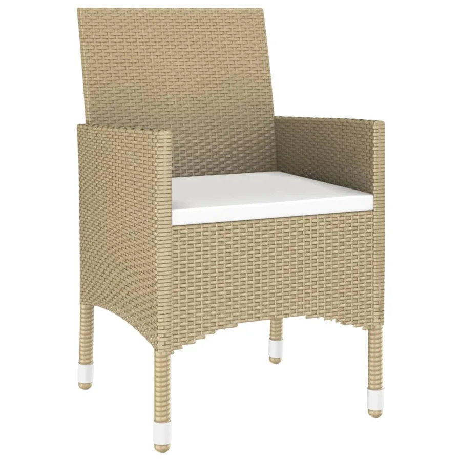 Ensemble à manger de jardin 3 pcs Résine tressée Beige - 5
