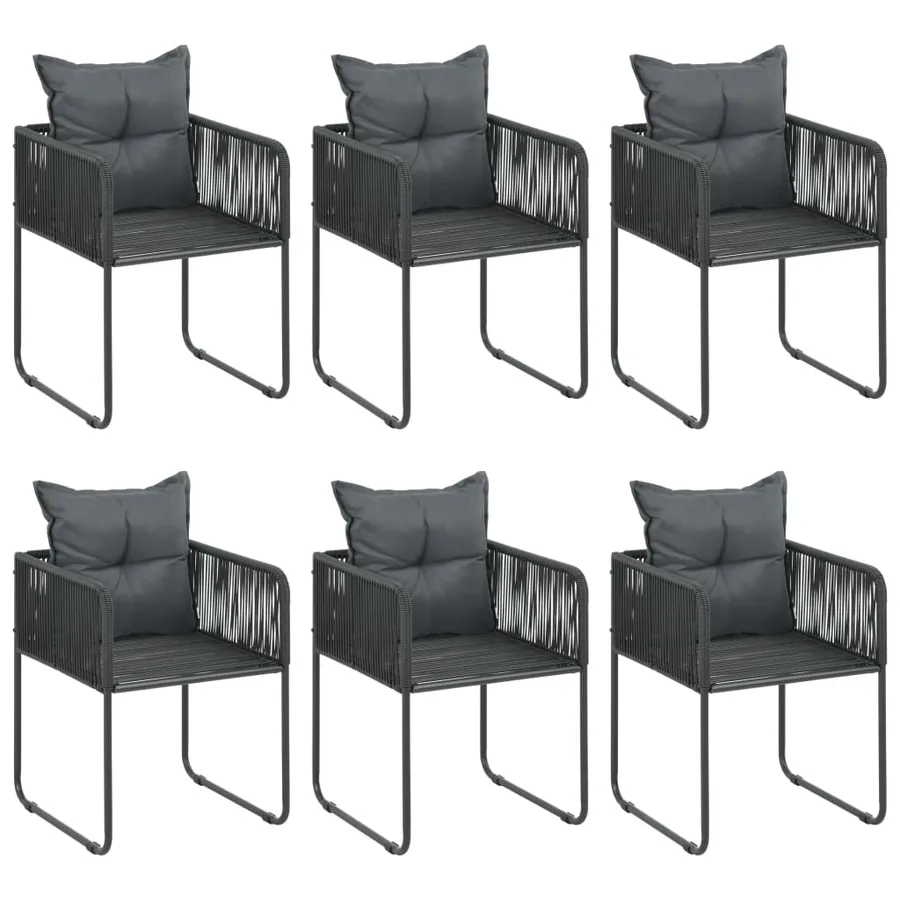 Ensemble à manger de jardin 7 pcs PVC résine tressée noir - 4