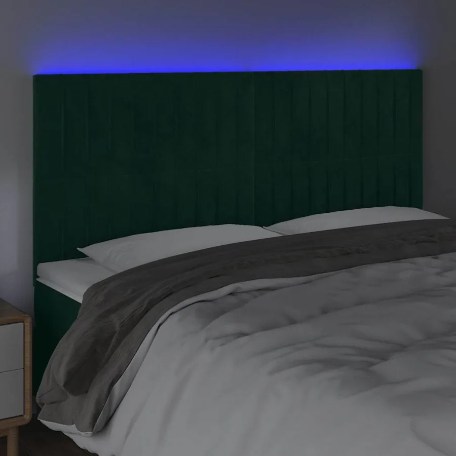 Tête de lit à LED Vert foncé 180x5x118/128 cm Velours - 4