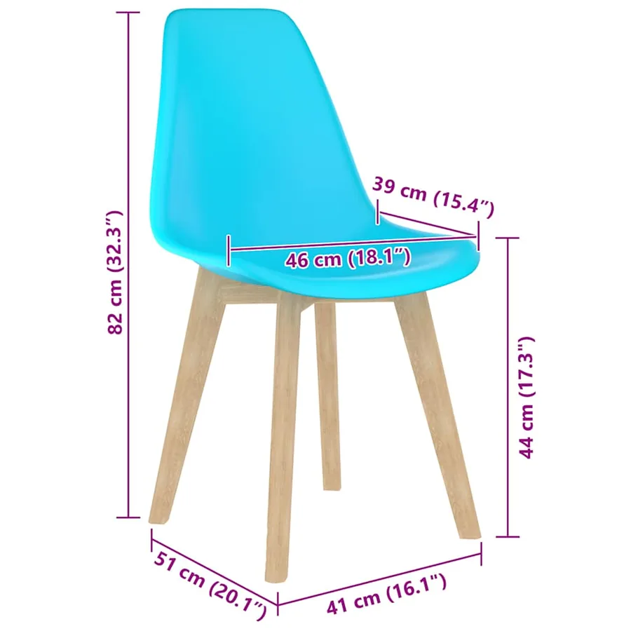 Chaises à manger lot de 4 bleu plastique - 7