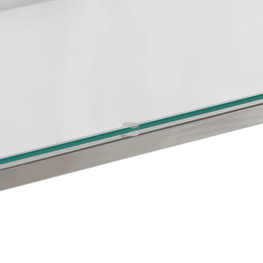 Table console argenté acier inoxydable et verre trempé - 8