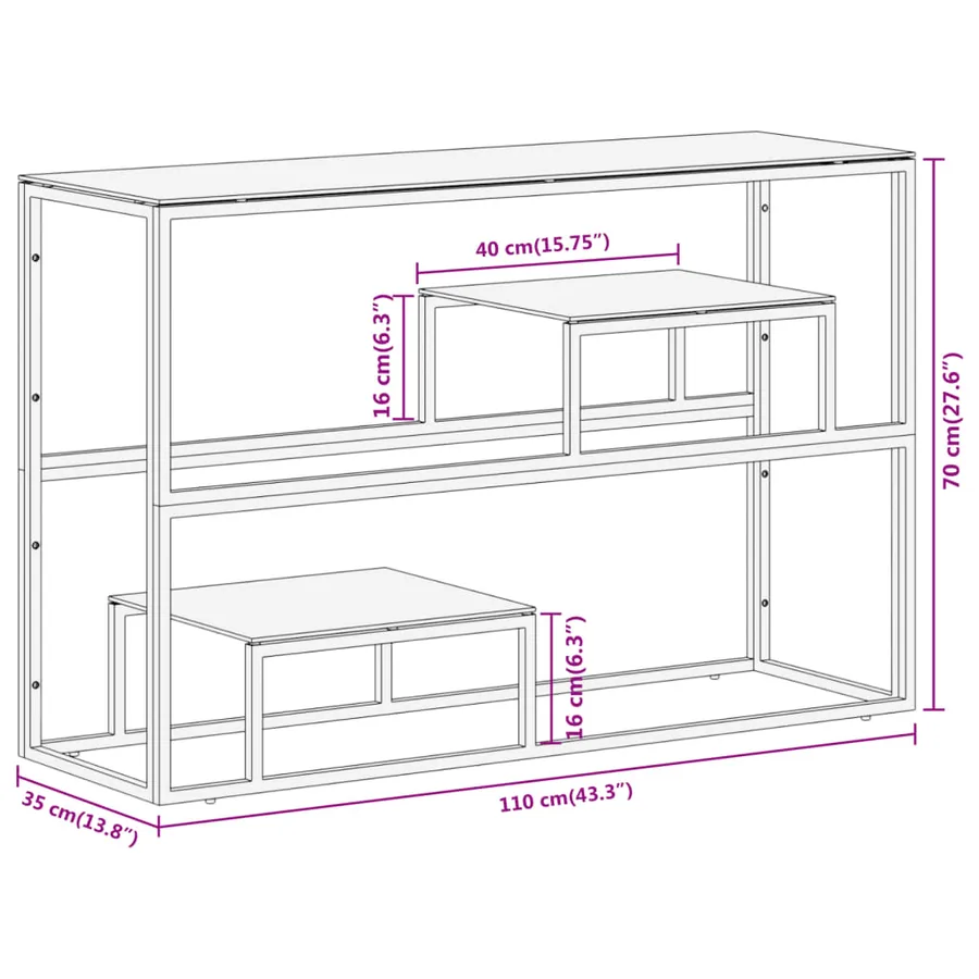 Table console argenté acier inoxydable et verre trempé - 9