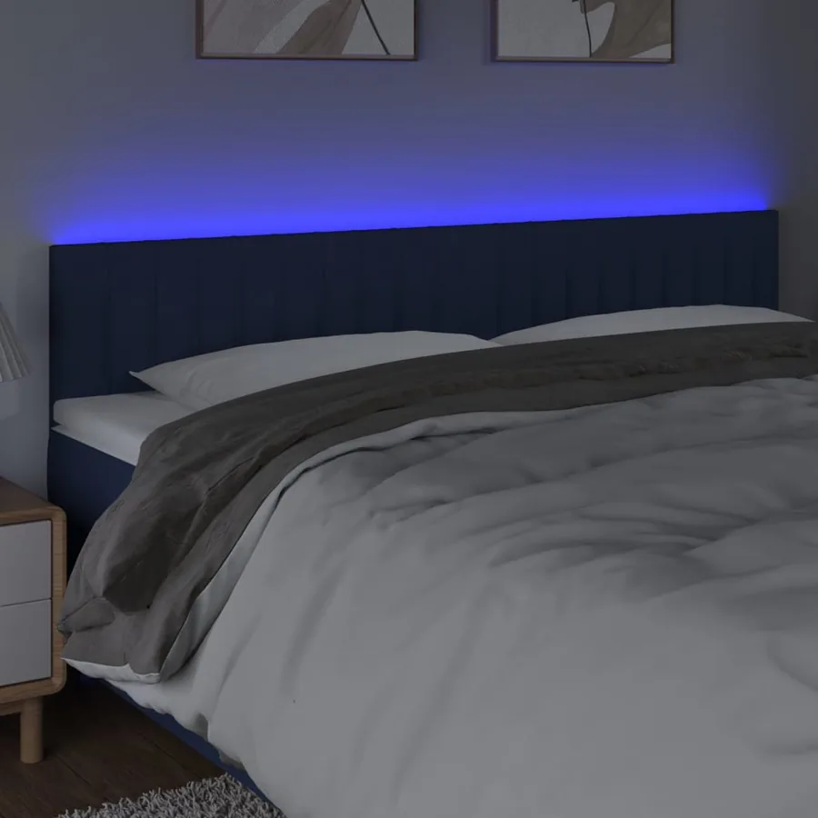 Tête de lit à LED Bleu 160x5x78/88 cm Tissu - 3
