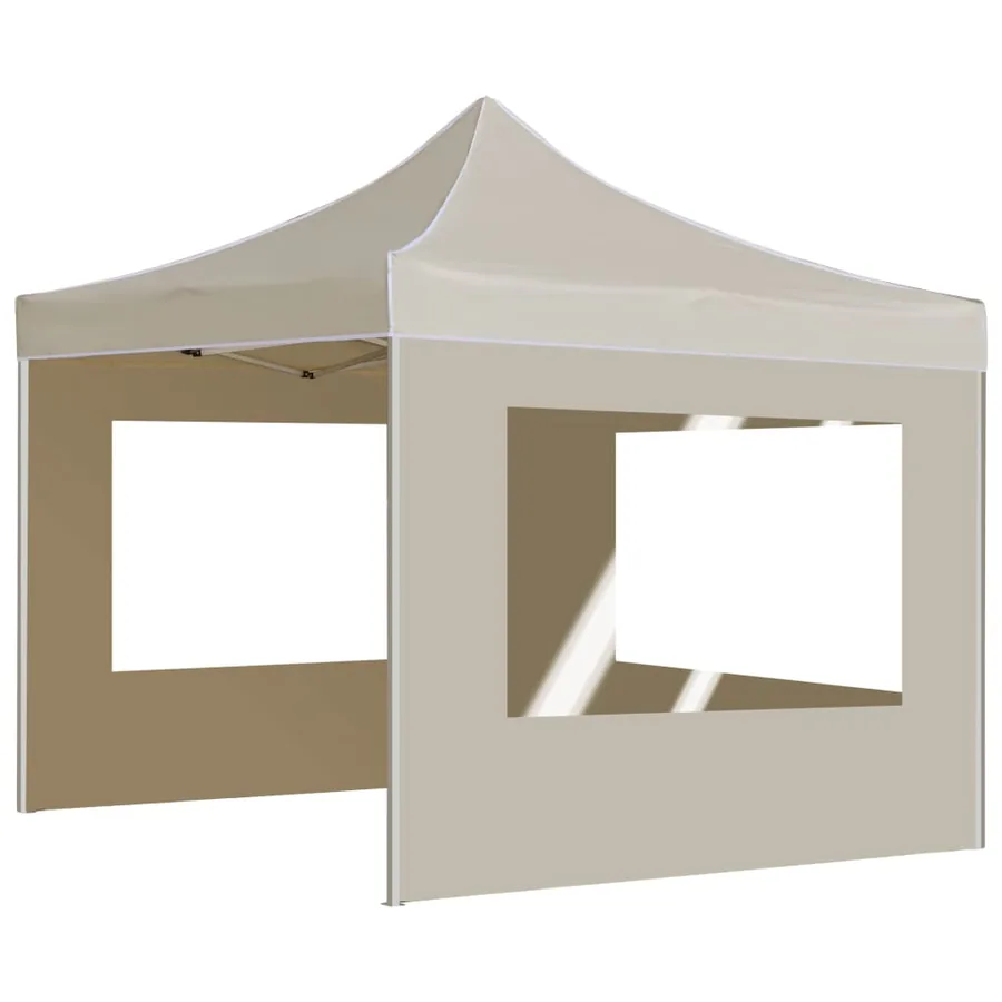 Tente de réception pliable avec parois Aluminium 3 x 3 m Crème - 3