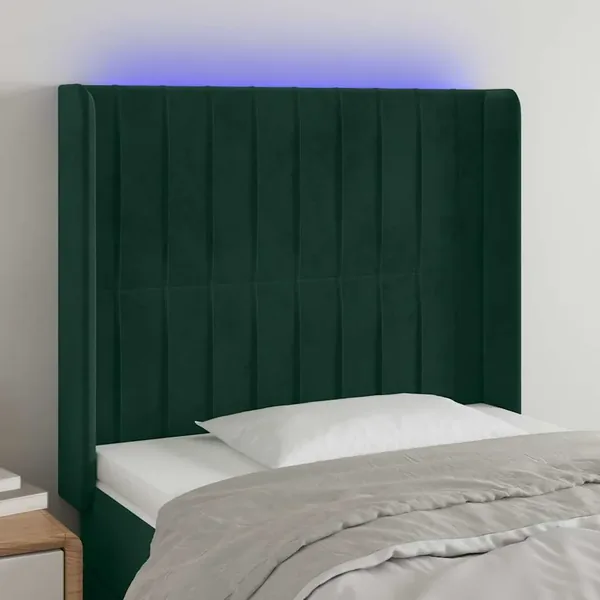 Tête de lit à LED Vert foncé 103x16x118/128 cm Velours