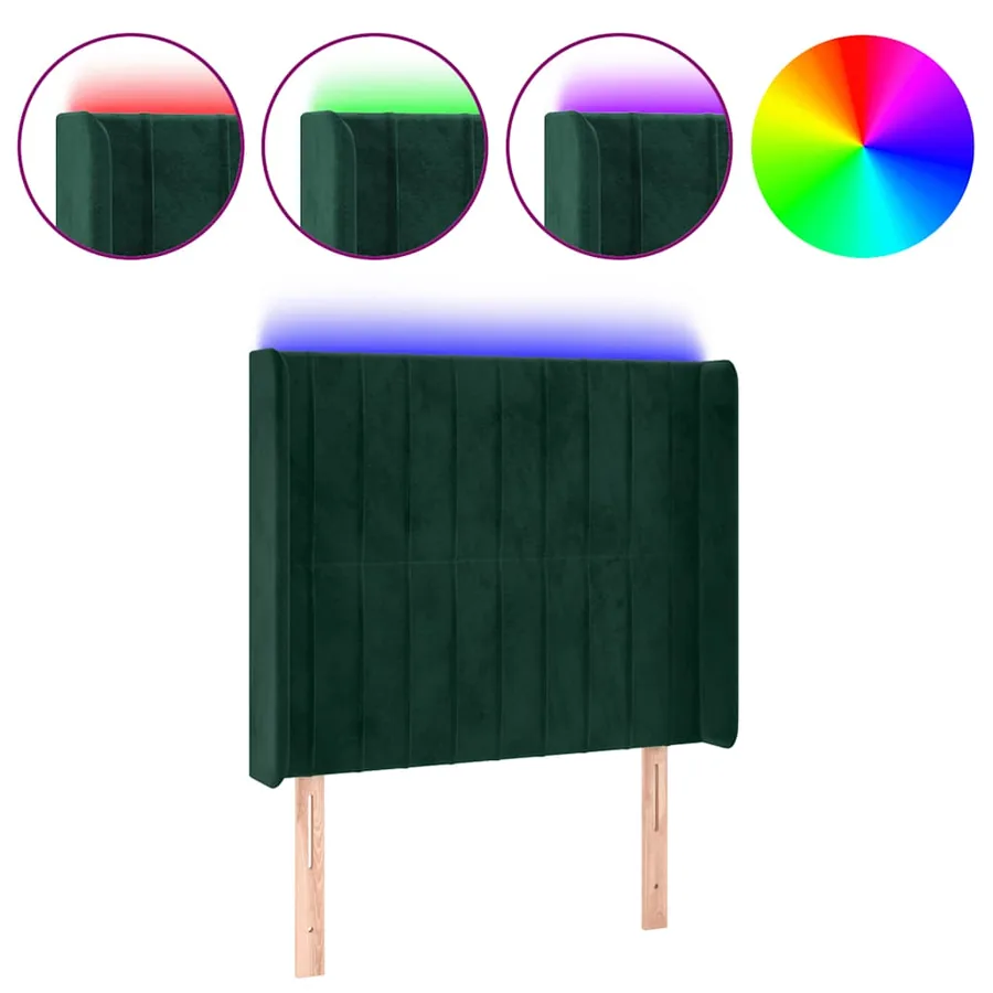 Tête de lit à LED Vert foncé 103x16x118/128 cm Velours - 2