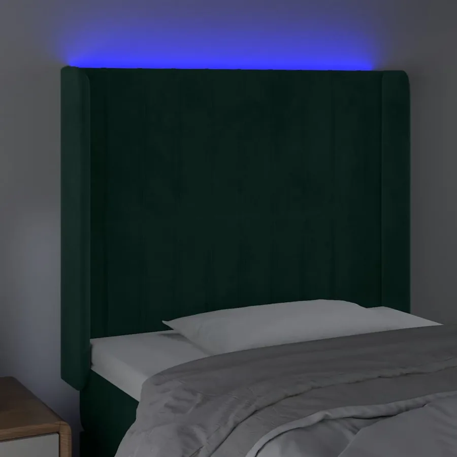 Tête de lit à LED Vert foncé 103x16x118/128 cm Velours - 4