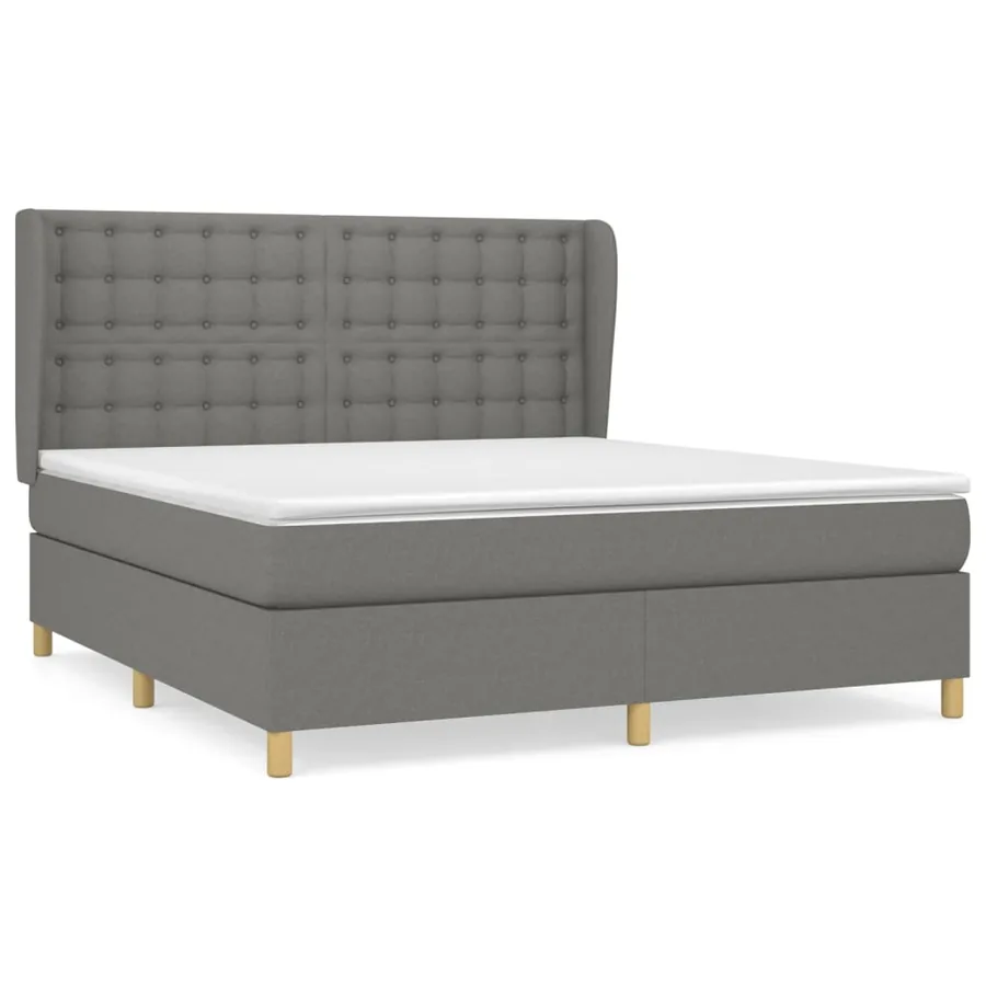 Sommier à lattes de lit avec matelas Gris foncé 160x200cm Tissu - 2