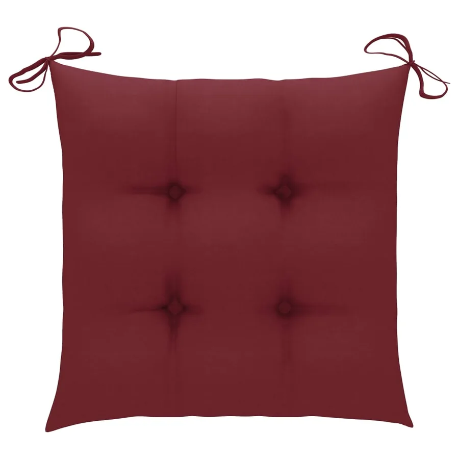 Chaises de jardin lot de 4 avec coussins bordeaux Teck solide - 8