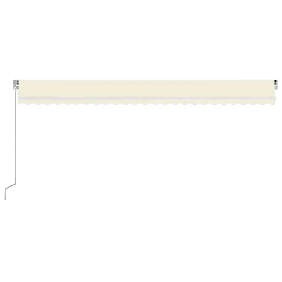 Auvent manuel rétractable avec LED 600x300 cm Crème - 3