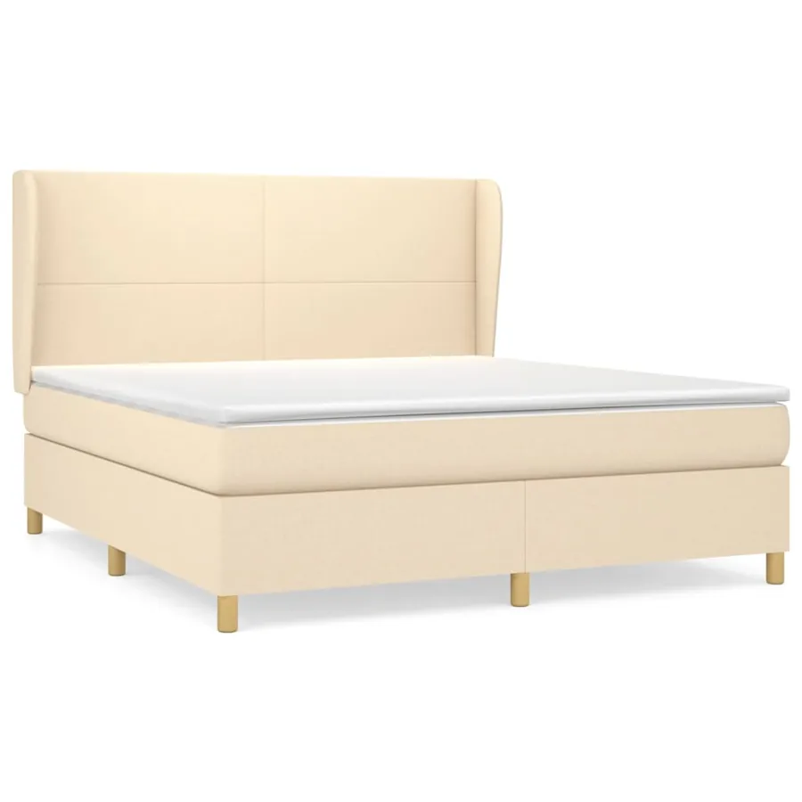 Sommier à lattes de lit avec matelas Crème 180x200 cm Tissu - 2
