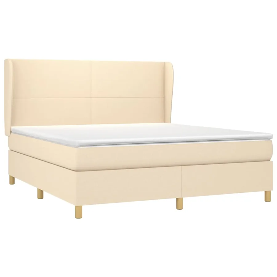 Sommier à lattes de lit avec matelas Crème 180x200 cm Tissu - 3