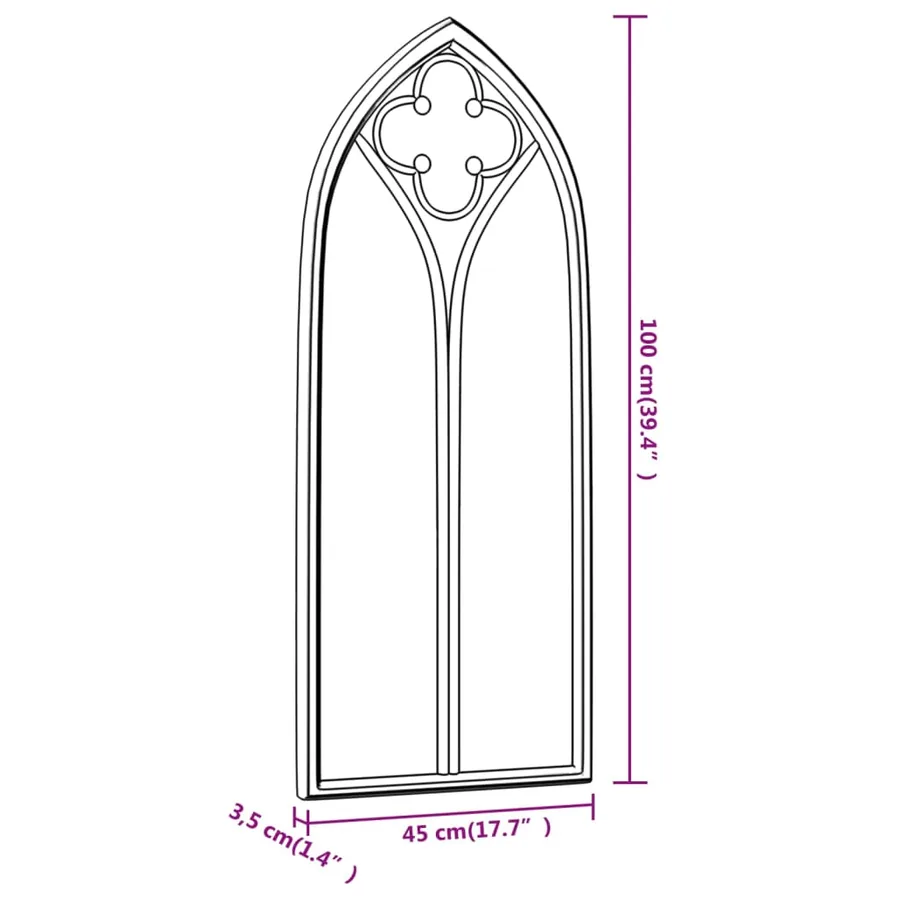 Miroir Noir 100x45 cm Fer pour utilisation à l'intérieur - 6