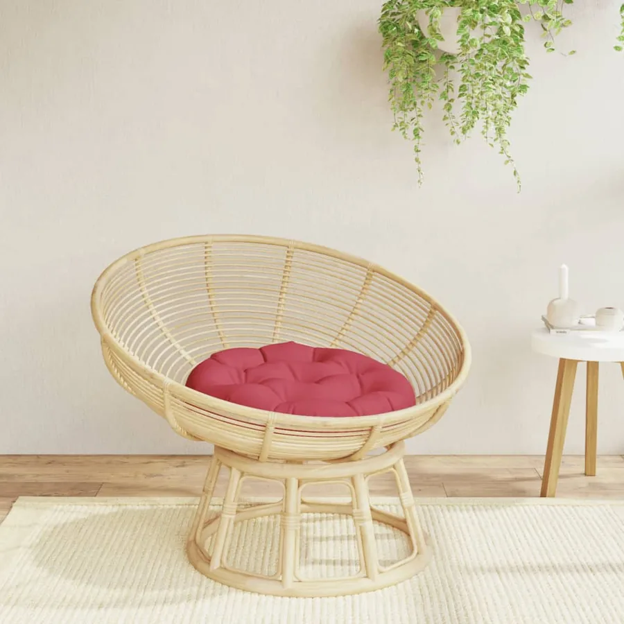 Coussin rond rouge bordeaux Ø 60 x11 cm tissu oxford