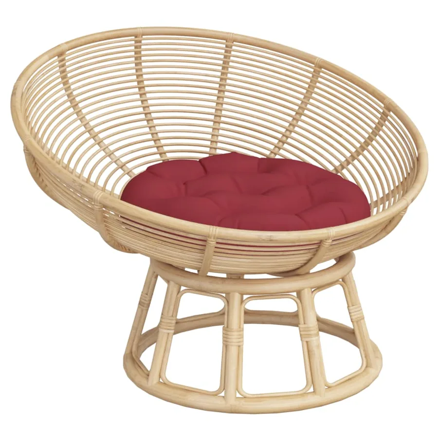 Coussin rond rouge bordeaux Ø 60 x11 cm tissu oxford - 3