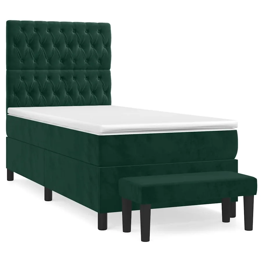 Sommier à lattes de lit et matelas Vert foncé 80x200 cm Velours - 2