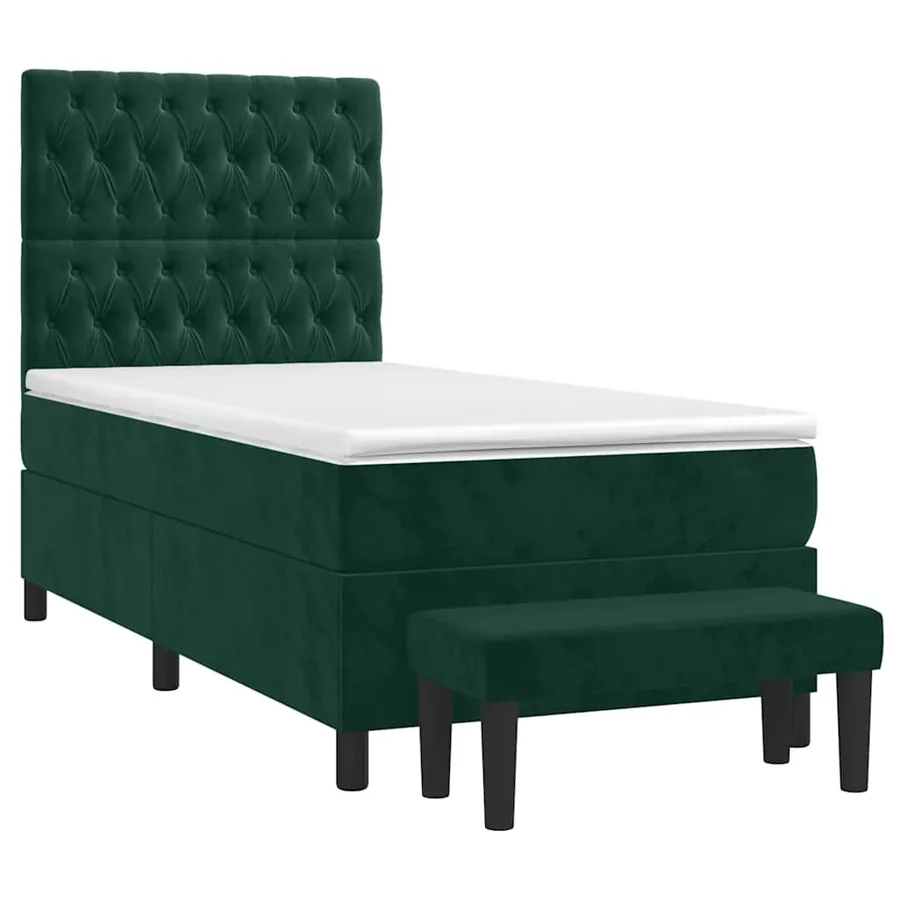 Sommier à lattes de lit et matelas Vert foncé 80x200 cm Velours - 3