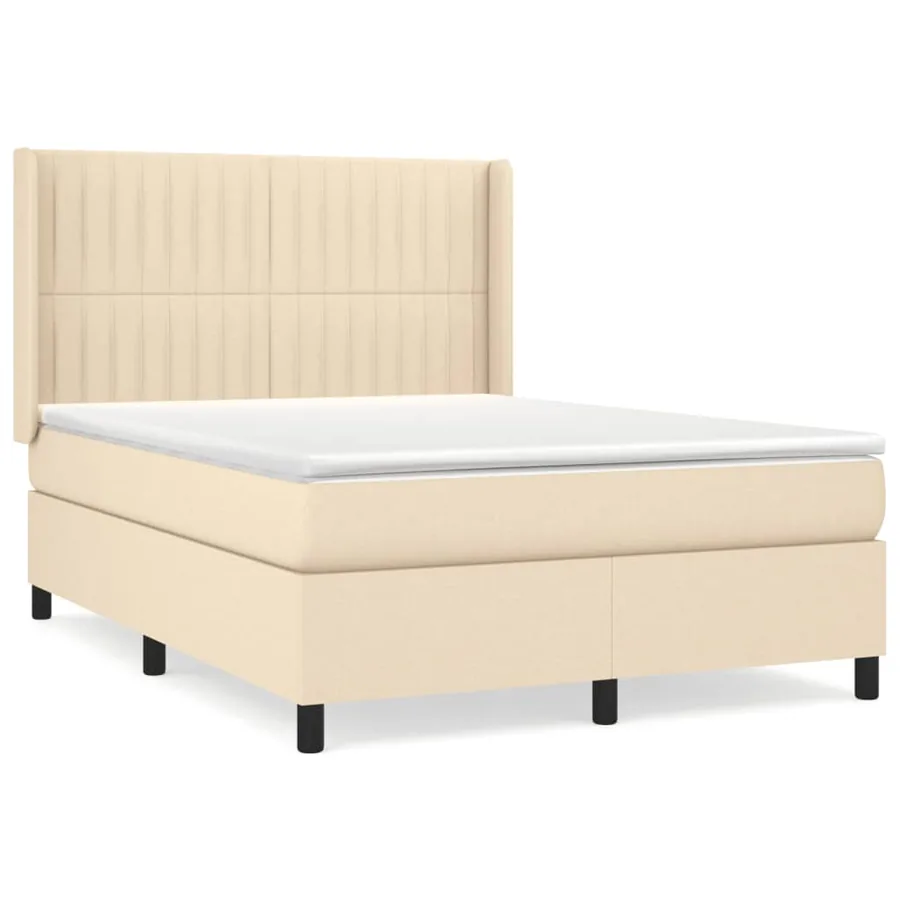 Sommier à lattes de lit avec matelas Crème 140x190 cm Tissu - 2