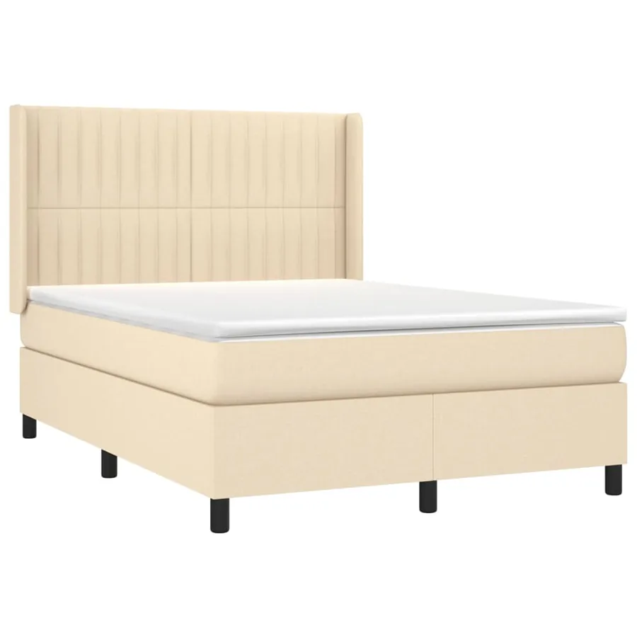 Sommier à lattes de lit avec matelas Crème 140x190 cm Tissu - 3