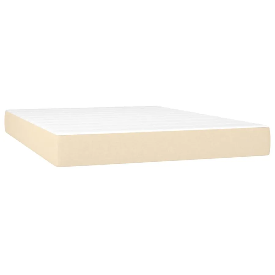 Sommier à lattes de lit avec matelas Crème 140x190 cm Tissu - 5