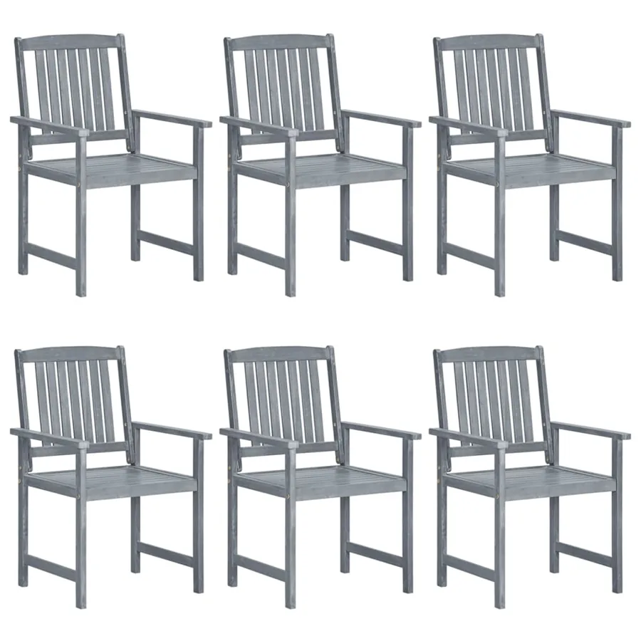 Chaises de jardin lot de 6 Bois d'acacia massif Gris