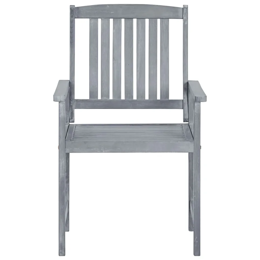 Chaises de jardin lot de 6 Bois d'acacia massif Gris - 3