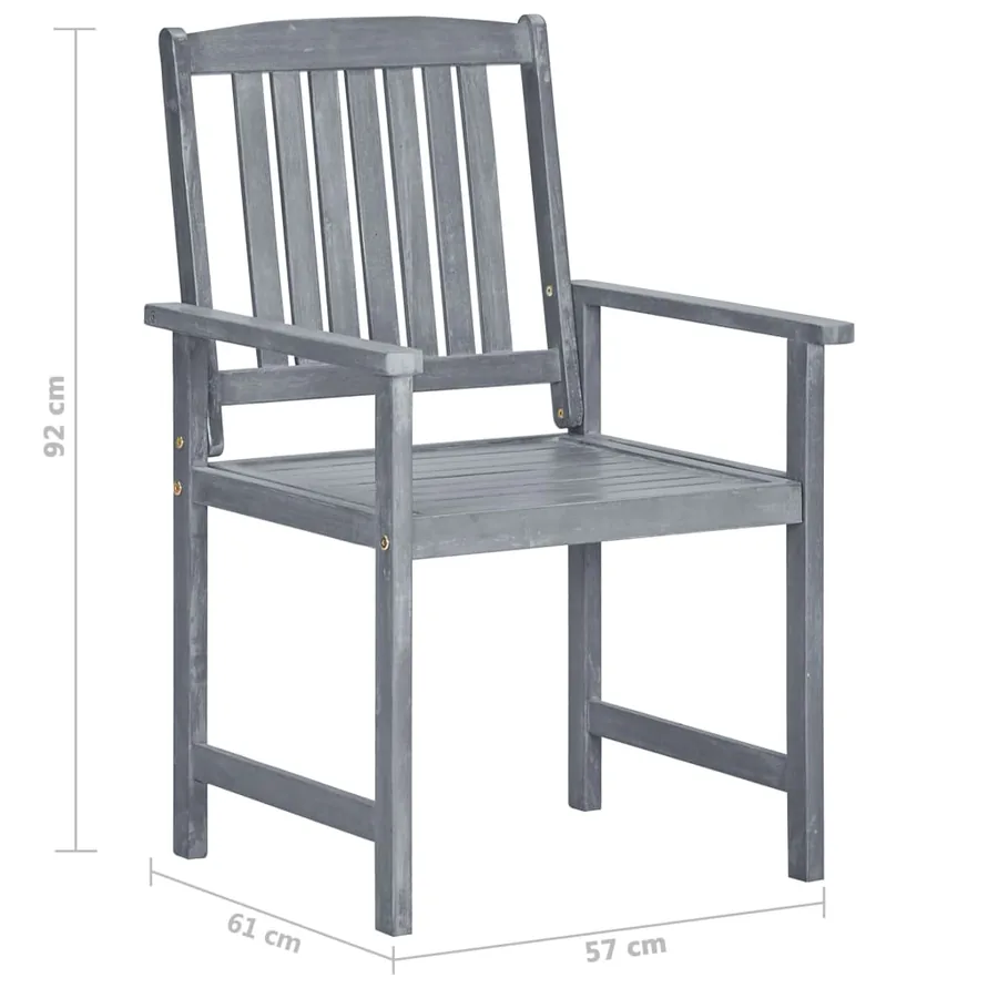 Chaises de jardin lot de 6 Bois d'acacia massif Gris - 8