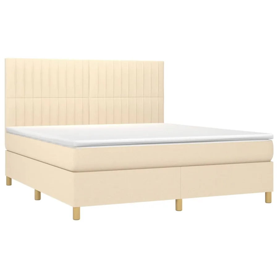 Sommier à lattes de lit avec matelas Crème 180x200 cm Tissu - 3